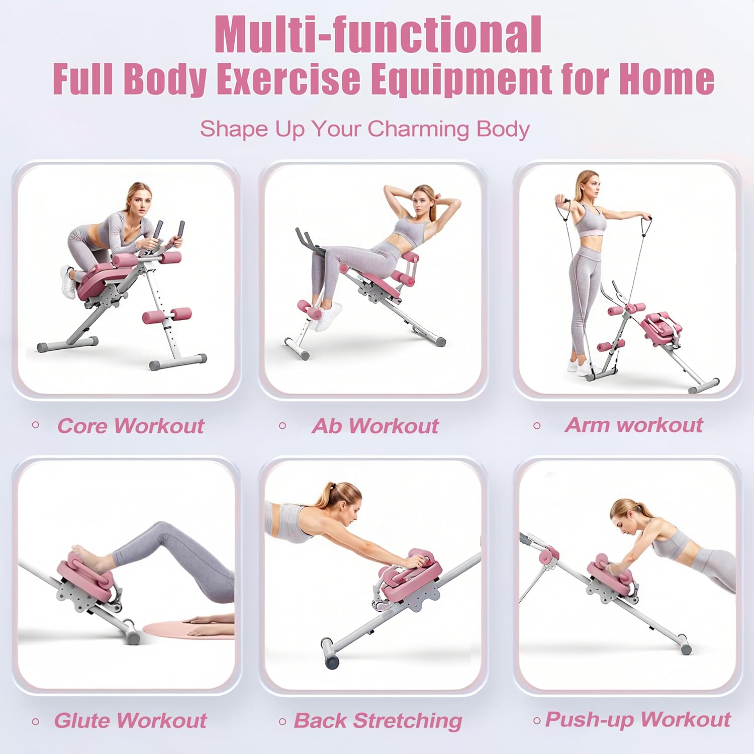 EPHESPORT Multifunctional Ab Machine, Adjustable Ab Workout Equipment, Ab & Sit Up Machine for Stomach Workout, Foldable Abdominal Trainer With Knee and Back Protection, Full Body Workout for Home Gym - Image 2