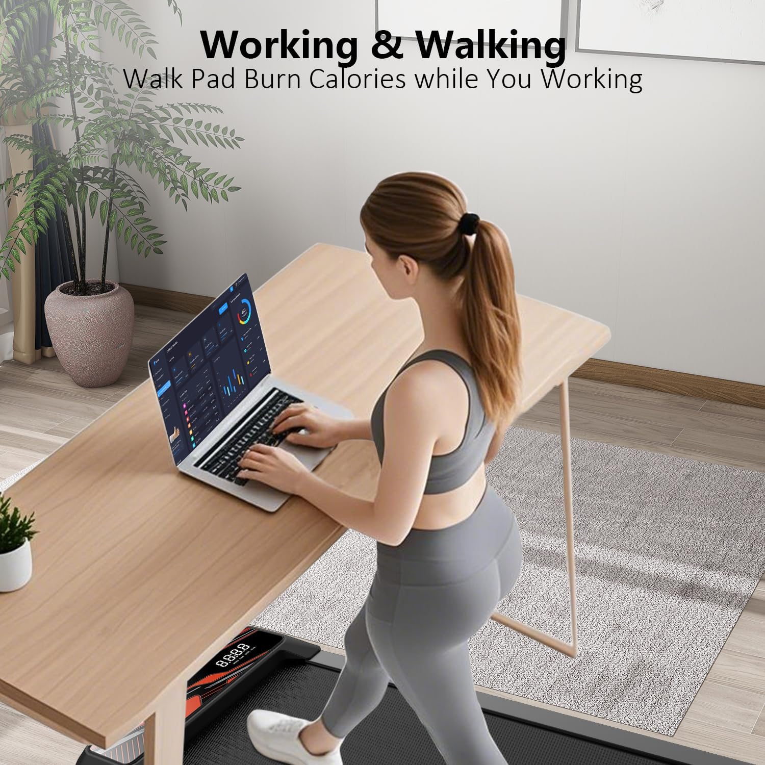 Under Desk Treadmill, Walking Treadmill Pad, 2.5 HP 265 Lbs Low Noise Walking Pad Incline LED Display with Remote Control Walking Jogging Running Machine, Treadmills for Home and Office - Image 2