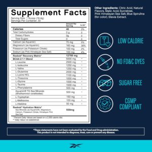 Reebok REECover Amino Acids + Electrolytes | 8g EAAs, 5g BCAAs, Hydration Matrix | Muscle Recovery, Strength | Post-Workout Support | 30 Servings | Rocket Moon Pop