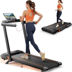 Foldable Treadmill with 10% Incline, 2.5HP Walking Pad with Handle Bar, 300 lb Capacity Treadmills for Home/Office, Under Desk Treadmill with App & Bluetooth Speaker, 0.6-10MPH