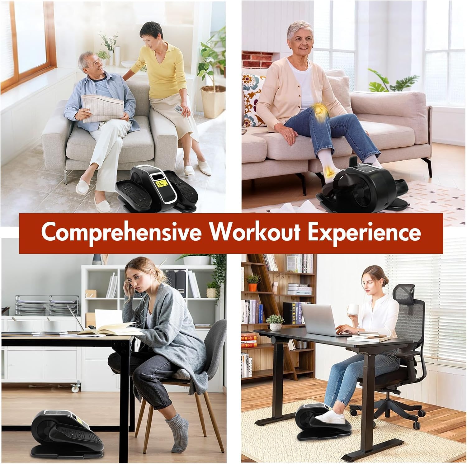 Under Desk Elliptical Machine, Electric Ellipse Leg Exerciser While Sitting for Seniors with Remote Control, 12 Adjustable Speeds, Resistance Bands and Straps, Compact Pedal Exerciser for Home Office - Image 7