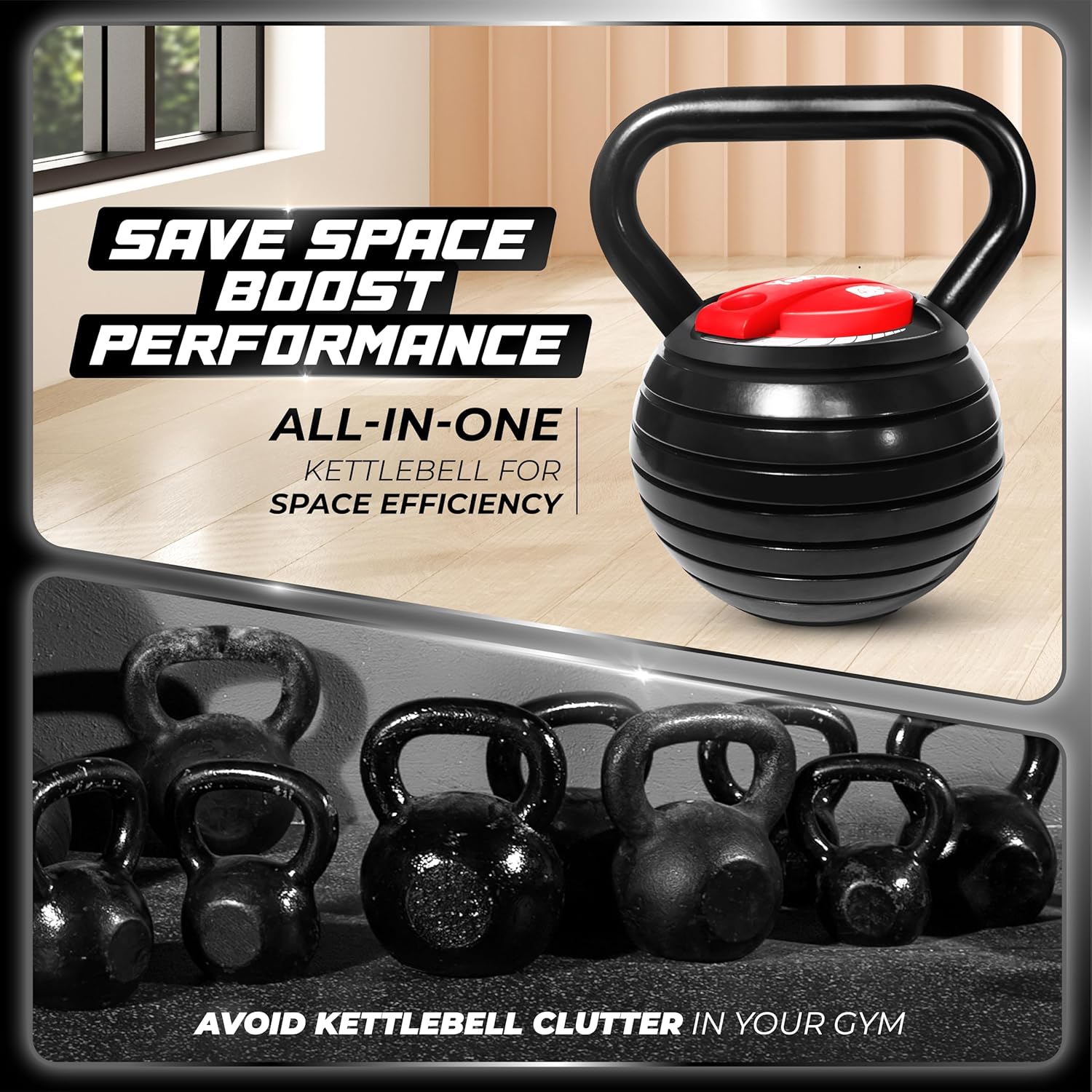Yes4All Adjustable Kettlebell Set, 20–40 LB Weight Set, Solid Cast Iron Handle with Spacer Disks & Secure Lock, Space-Saving Kettlebell for Home Gym Strength Training, Black - Image 6