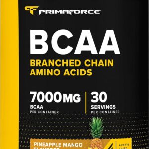 Primaforce BCAA Powder (Pineapple Mango) (30 Servings) – 7000MG 2:1:1 BCAAs, Post-Workout Recovery Drink with Amino Acids and Real Salt for Men & Women