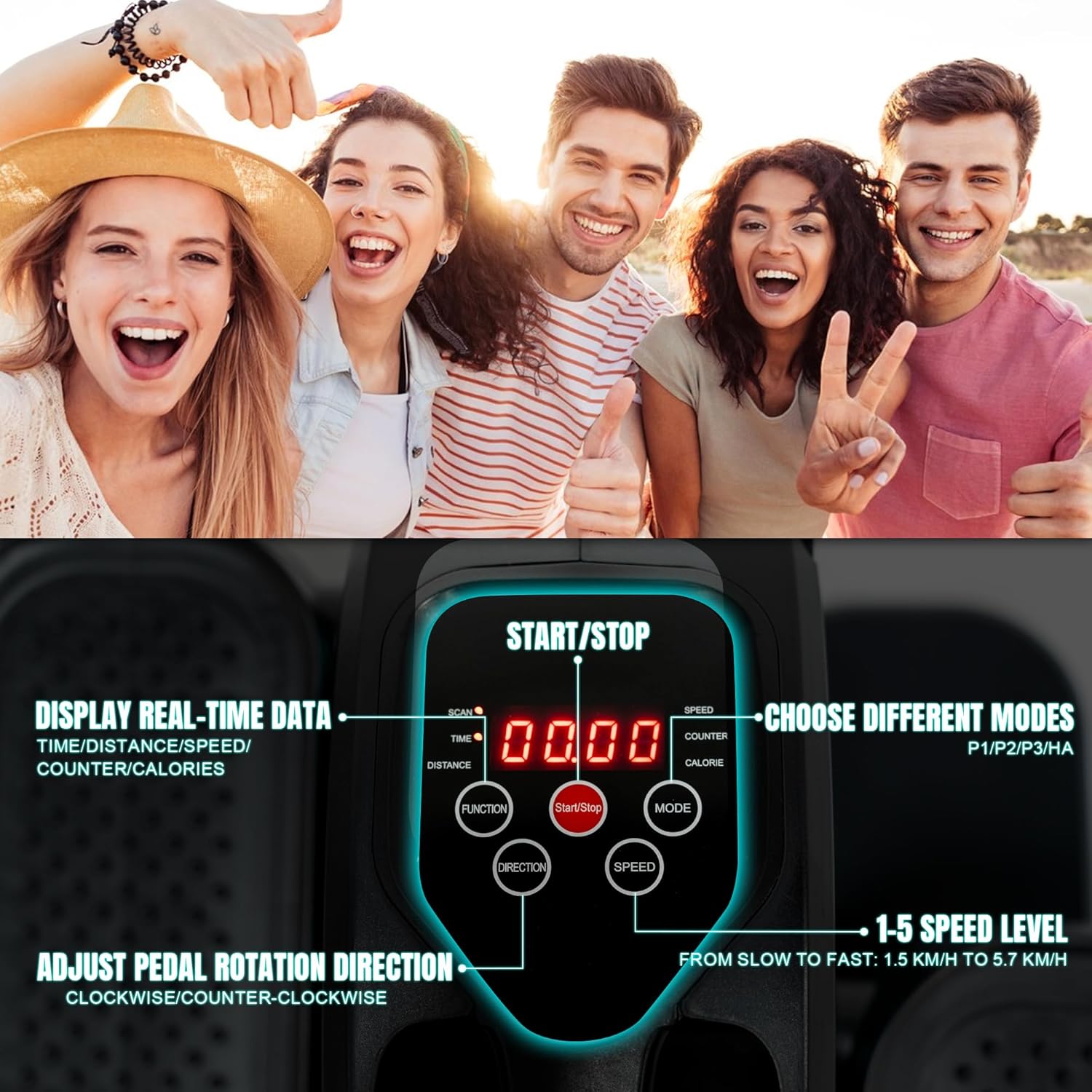 Under Desk Elliptical, Electric Foot Pedal Exerciser, Fully Assembled Seated Elliptical, Compact Portable Elliptical Machine Trainer with Remote Control, Mini Elliptical Leg Exerciser for Home - Image 6