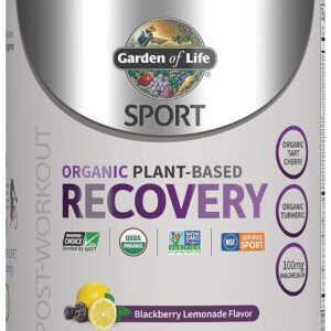 Garden of Life Sport Vegan Post Workout Muscle Recovery Powder for Men & Women – BlackBerry Lemonade 30 Servings, Organic Plant Based Recovery, 100mg Magnesium, Antioxidants, Post Workout Supplements