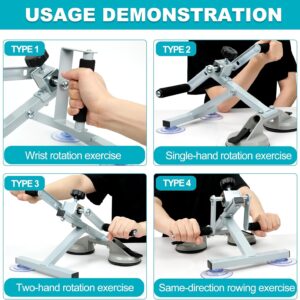 Arm Bike for Physical Therapy Table Top, Hand Cycle Exerciser Pedal for Seniors Upper Body, Portable Home/Office Stroke Rehab Equipment for Shoulder Wrist, Adjustable Resistance(with extra handle)