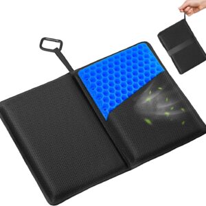 Bike Seat Cushion for Recumbent Bike & Travel | Foldable Padded Gel Exercise Bicycle Seat Cover for Rowing Machine, Concept 2 Rower Accessories – 15″ x 10.5″ | Non-Slip, Portable, Thick Pad