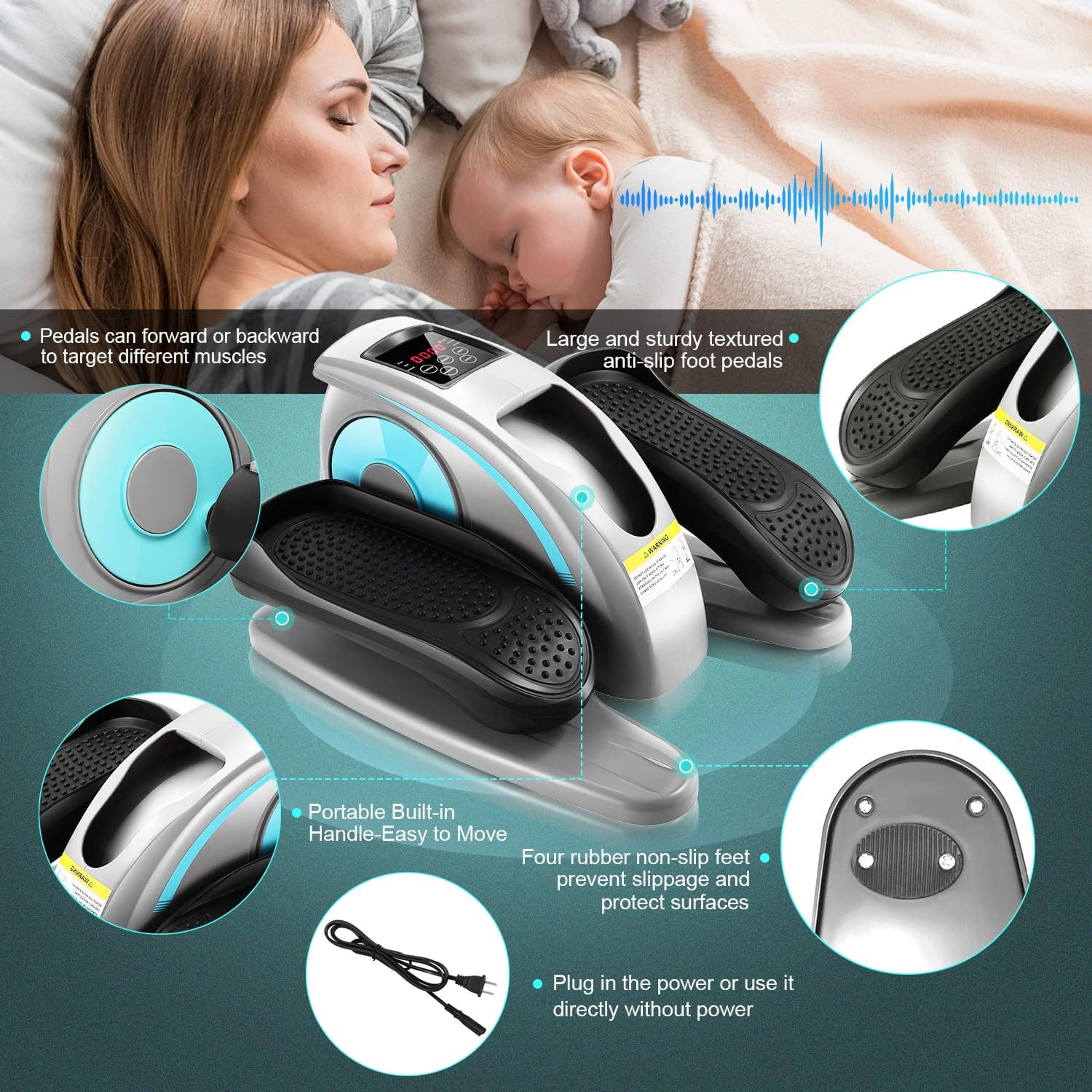 ANCHEER Under Desk Elliptical, Electric Ellipse Leg Exerciser While Sitting for Seniors Adults, Quiet Portable Motorized Seated Foot Pedal Exerciser with Remote Control for Home Office Use - Image 6