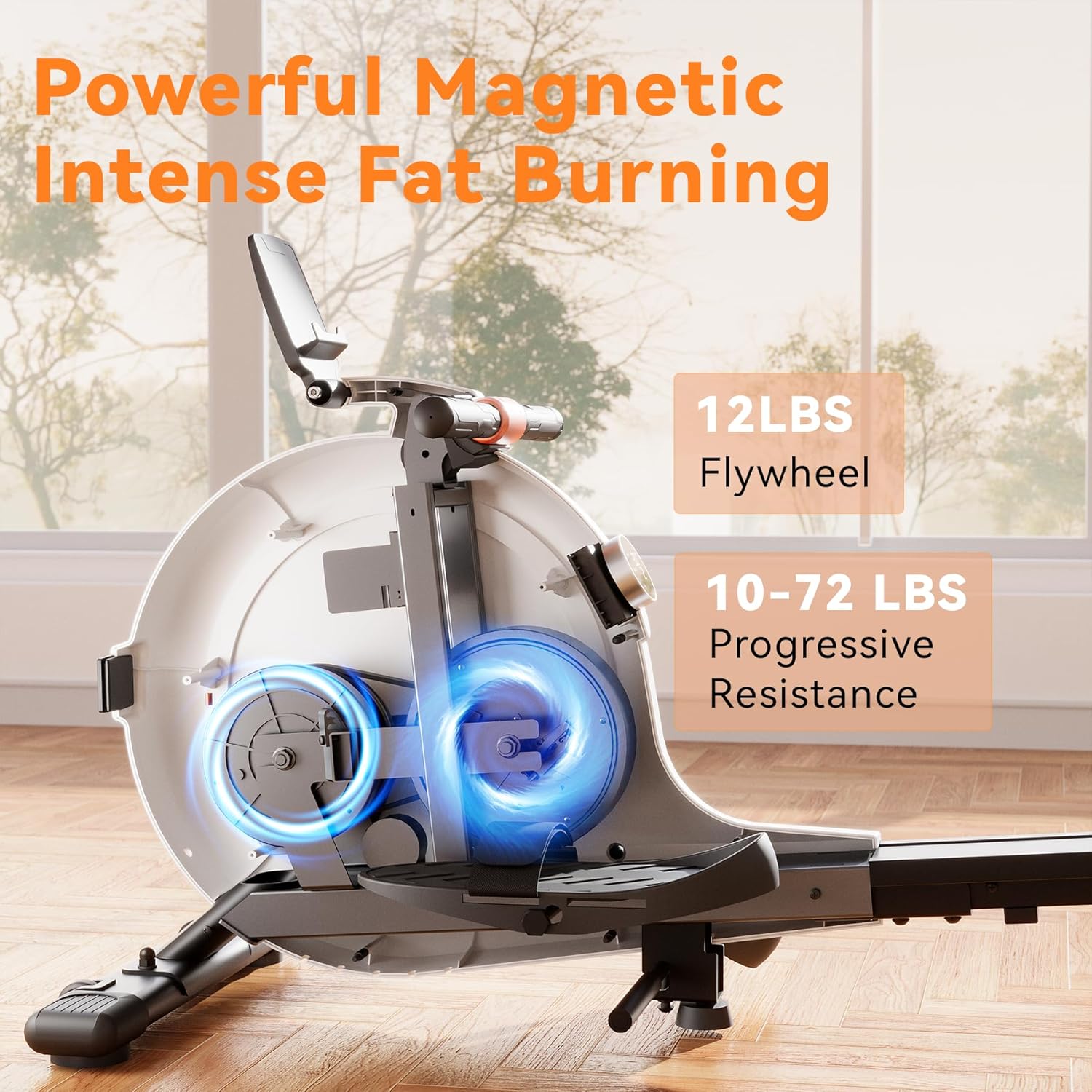 2025 Upgraded Version Rowing Machines for Home,Magnetic Rowing Machines with 32 Levels,Adjustable Resistance,Bearing 300 Pounds,Bluetooth& App Compatible Compact Rowing Machine - Image 4