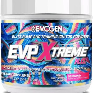 Evogen EVP Xtreme NO – Pre Workout Powder for Men & Women | Sugar Free Preworkout with Beta Alanine, Creatine, and Caffeine for Energy & Pump | Sour Candy | 40 Servings