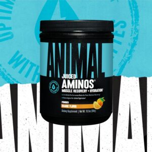 Animal Juiced Amino Acids – BCAA Powder EAA Matrix Plus Hydration with Electrolytes and Sea Salt Anytime Recovery and Improved Performance, Orange Flavor, 30 Servings