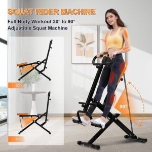 Squat Machines, Deep Squat Machine Cardio, Foldable Exercise Trainer, Adjustable Resistance Bands and LCD Display, 220LBS Loading Capacity, Exercise for Home Office