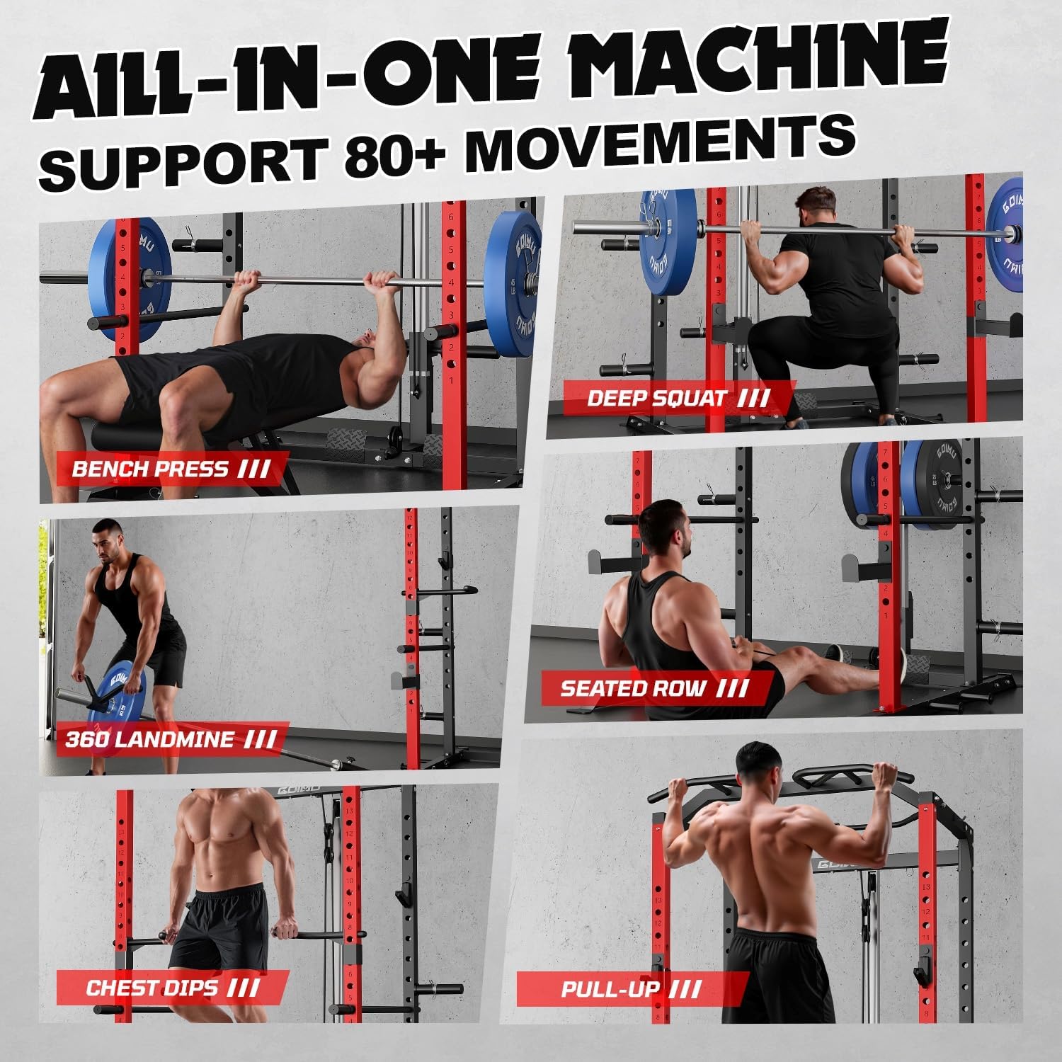 C1-V4 Power Cage, 2000LBS Squat Rack with LAT Pulldown, Multi-Function Weight Cage Strength Training Machine, Workout Cage with More Attachments for Home Gym Garage - Image 7