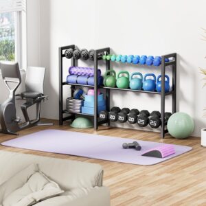 Dumbbell Rack Adjustable Weight Rack For Home Gym Dumbbells Kettlebell (Rack Only)