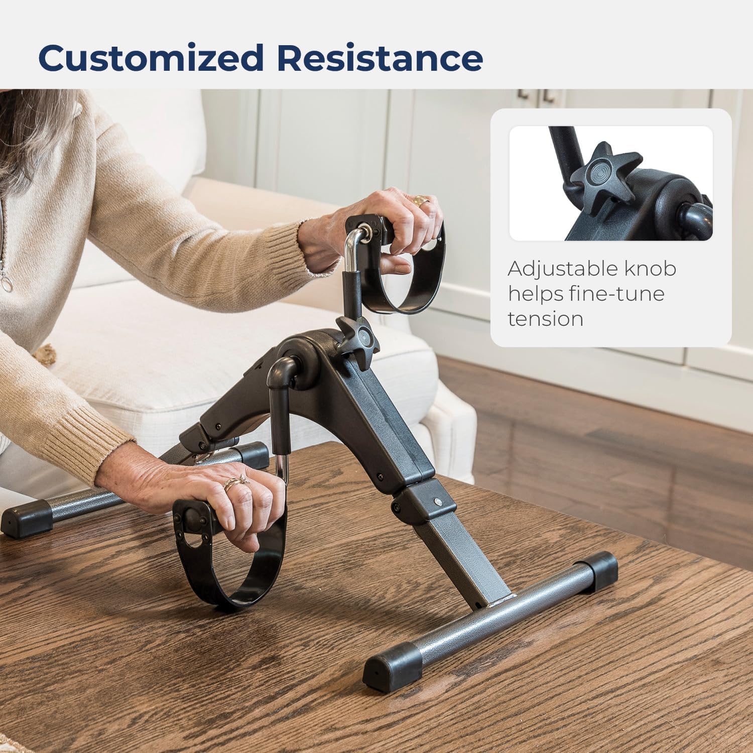 Drive Medical RTL10273 Deluxe Folding Pedal Exerciser with Electronic Display for Legs and Arms, Under Desk Bike Pedal Exerciser, Fully Assembled, No Tools Required, Black - Image 5