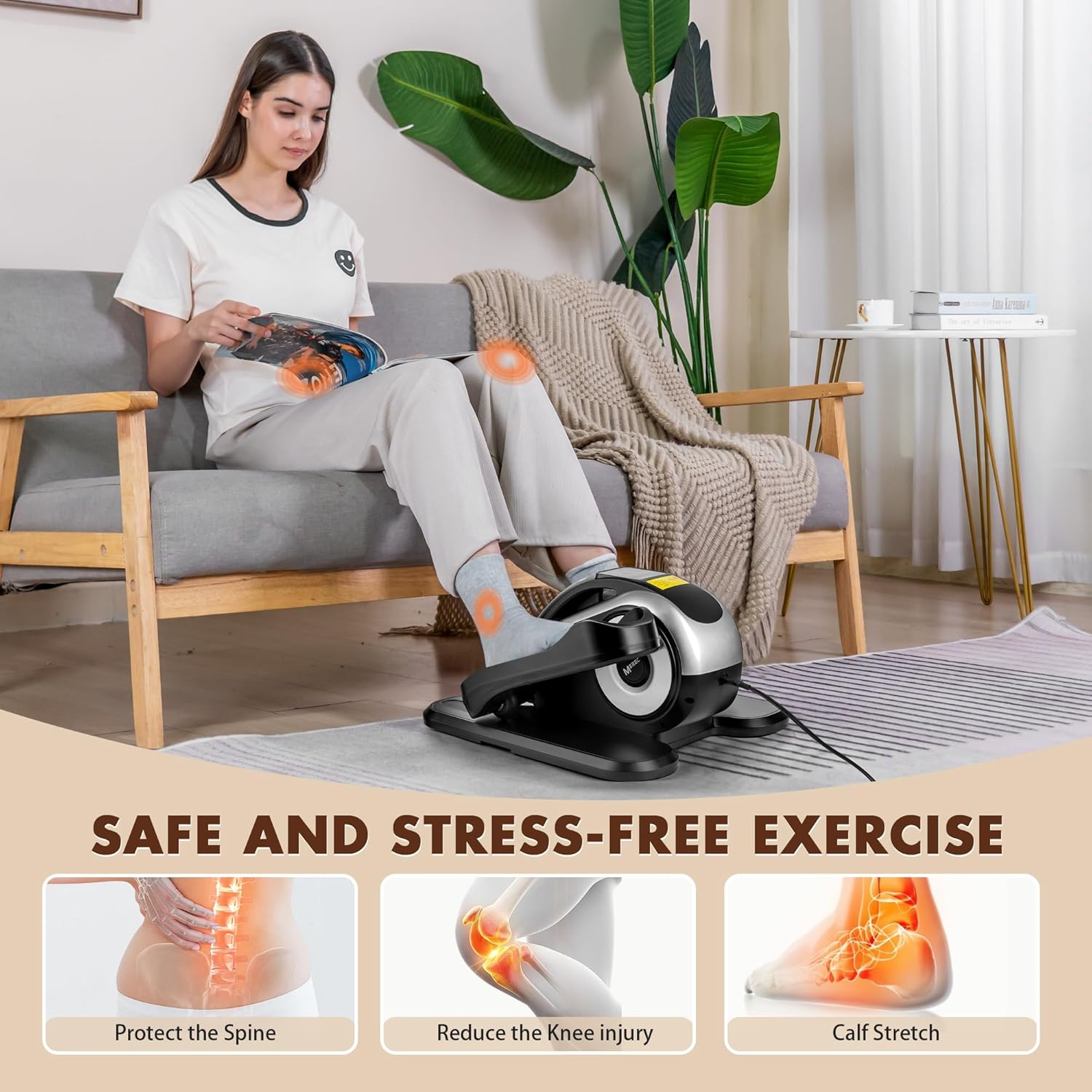 Under Desk Elliptical Machine, Electric Elliptical Training Machine for Seniors w/Remote & 12 Speeds Level, Manual & Auto Mode, Seated Pedal Exerciser for Home Office - Image 6