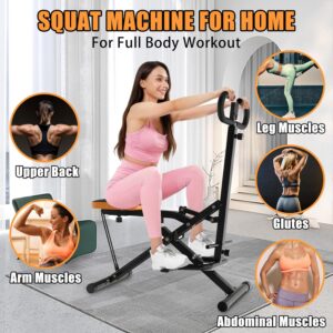 Squat Machine for Home – Exercise Machine with Adjustable Resistance Bands Row-N-Ride Squat Assist Trainer for Glutes & Ab Back Legs Workout