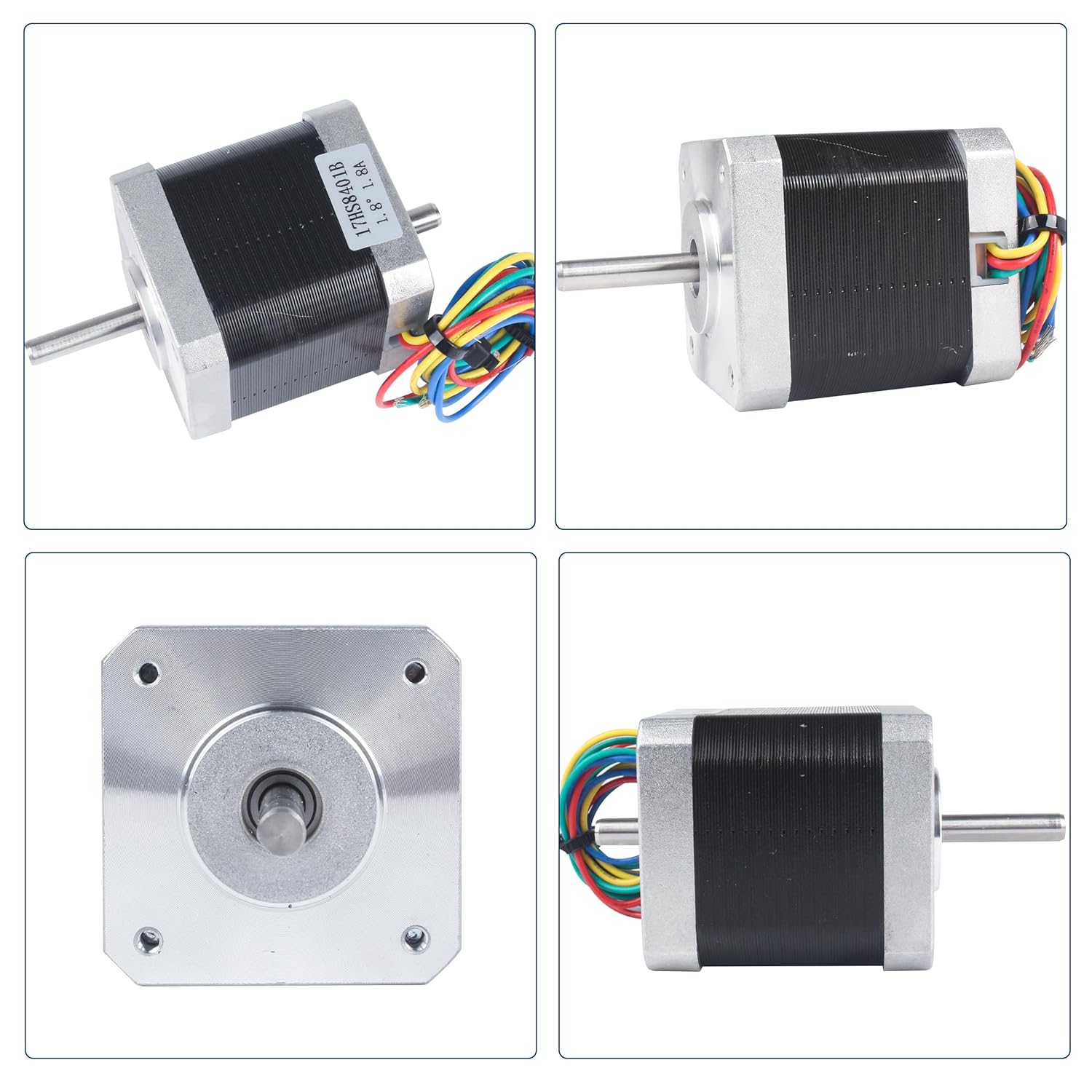 17HS8401 Nema17 Stepper Motor, 48mm 1.8A 1.8degree 78oz-in,2-Phase High Torque Hybrid CNC Stepper Motor,4-Lead Wire for 3D Printer,CNC Machine,Robot,CNC Router XYZ Axis (3pcs Dual Shaft) - Image 2