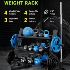 YOLEO Professional Dumbbell Rack, 1100LBS Capacity Weight Rack for Dumbbells Barbells Kettlebells, 3-Tier Adjustable Weight Stand, Multifunctional Weight Storage, Compact Weight Organizer for Home Gym (Rack Only)