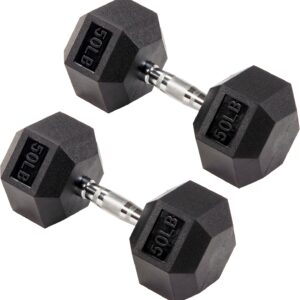 Signature Fitness Premium Rubber Encased Hex Dumbbell