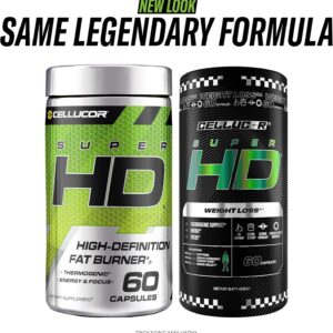 Cellucor SuperHD Thermogenic Fat Burner Weight Loss Supplement, Appetite Suppressant, & Energy Booster Capsimax, Green Tea Extract, 160mg Caffeine & More 60 Capsules (Packaging May Vary)
