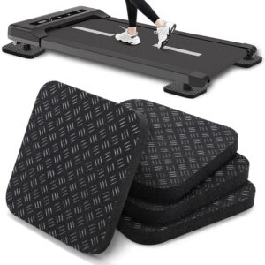 TOBWOLF 4PCS Anti-Slip Treadmill Mats, 10MM Thick High Density Walking Pad Mat, 4″ X 4″ Anti Vibration Walking Pad Mats, Thick Rubber Mat for Stationery Bike, Rowing Machine, Home Gym Station