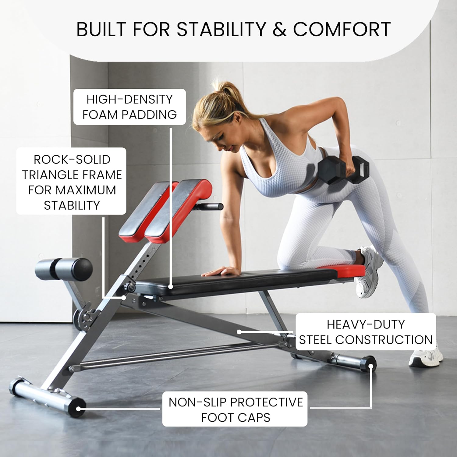 FF Finer Form Multi-Functional Weight Bench for Full All-in-One Body Workout – Adjustable Workout Bench Press for Home Gym, Fitness equipment for Back HyperExtension, Roman Chair Exercise, Sit up - Image 5