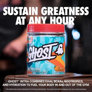 GHOST Intra Workout Powder, Orange Squeeze – BCAAs, & EAAs, Nootropics & Hydration – Essential & Branch Chain Amino Acids Supports Muscle Recovery & Focus – Pre, Intra & Post Workout Powders