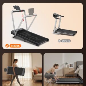 WELLFIT Folding Treadmills with 10% Incline, Under Desk Walking Pad 360lbs Weight Capacity, Treadmill for Home Office with Handle Bar, 3 in 1 Smart Treadmill Work with KINOMAP No Assembly Easy to Move