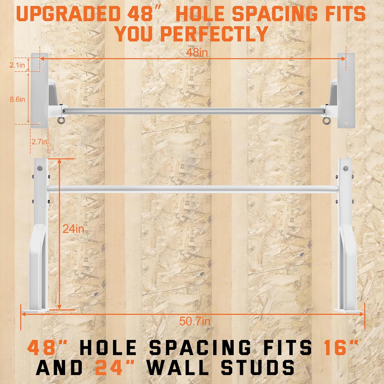 2025 Upgrade Pull Up Bar Wall Mounted - 600 lbs Heavy Duty Strength Training Pull-Up Bars, Ideal Rogue Pull Up Bar for Home and Commercial Gym, Easy Installation Chin Up Bar, Versatile Garage Pullup Bar - Image 3