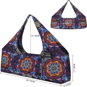Large Yoga Mat Bag Yoga Bags and Carriers Fits All You Stuff Yoga Tote Bag with Yoga Mat Strap, Elastic Pockets and Zipper Pockets