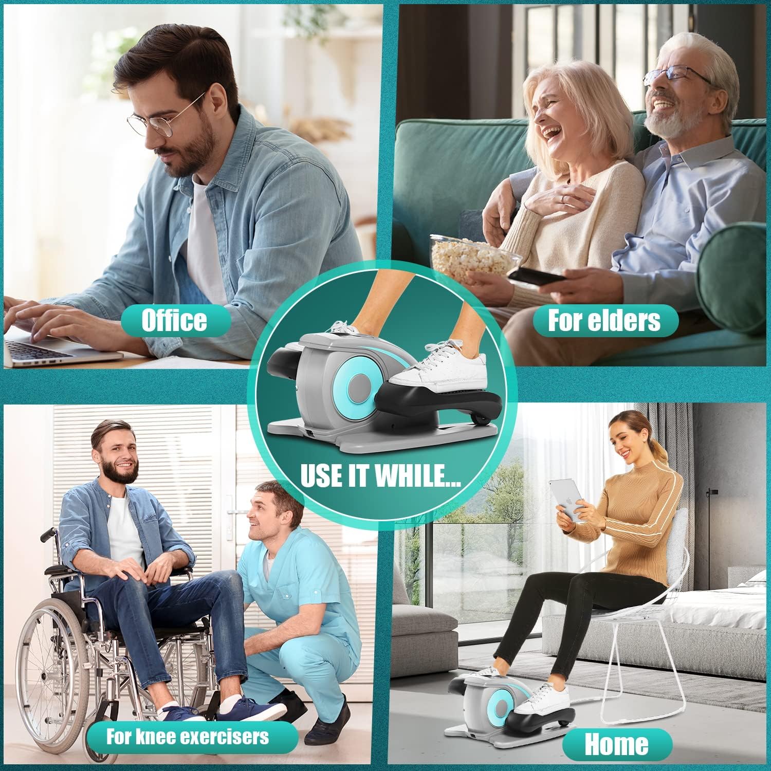 ANCHEER Under Desk Elliptical, Electric Ellipse Leg Exerciser While Sitting for Seniors Adults, Quiet Portable Motorized Seated Foot Pedal Exerciser with Remote Control for Home Office Use - Image 7