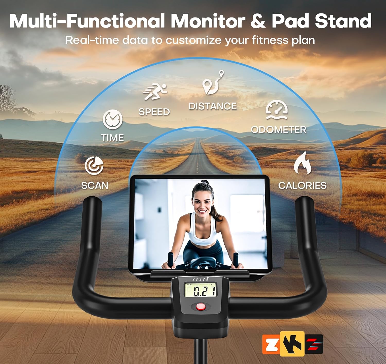 Exercise Bike, CHAOKE Quiet Magnetic Resistance 300LB Capacity Stationary Bike for Home with App Compatible, Indoor Bike with Comfortable Seat and Digital Display - Image 6