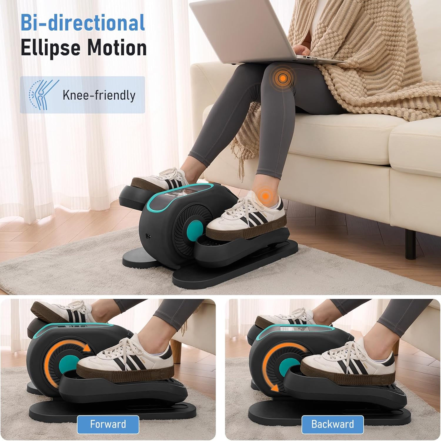 Under Desk Elliptical Elliptical Training Machines Mini Elliptical with LCD Display 12 Adjustable Speeds Strap Pedals and Remote Control Quiet Work for Home Office - Image 5