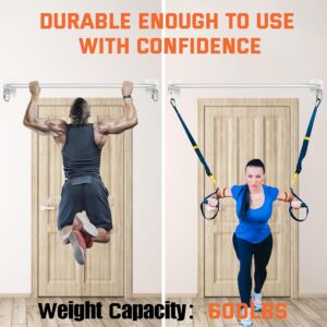 36″ Heavy Duty Pull Up Bar Wall/Joist Mounted, 600 LB Capacity, Multi-Grip Bar for Garage & basement rafter Use – All-in-One Workout Station with Carabiners & Space-Saving Design