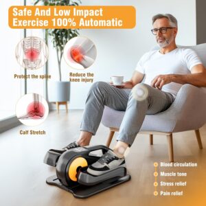 Under Desk Elliptical Machine, Ellipse Leg Exerciser While Sitting for Seniors Adults, Quiet & Portable Fully Assembled Foot Pedal Exerciser at Home with Remote Control, Exclusive Office Silent Mode