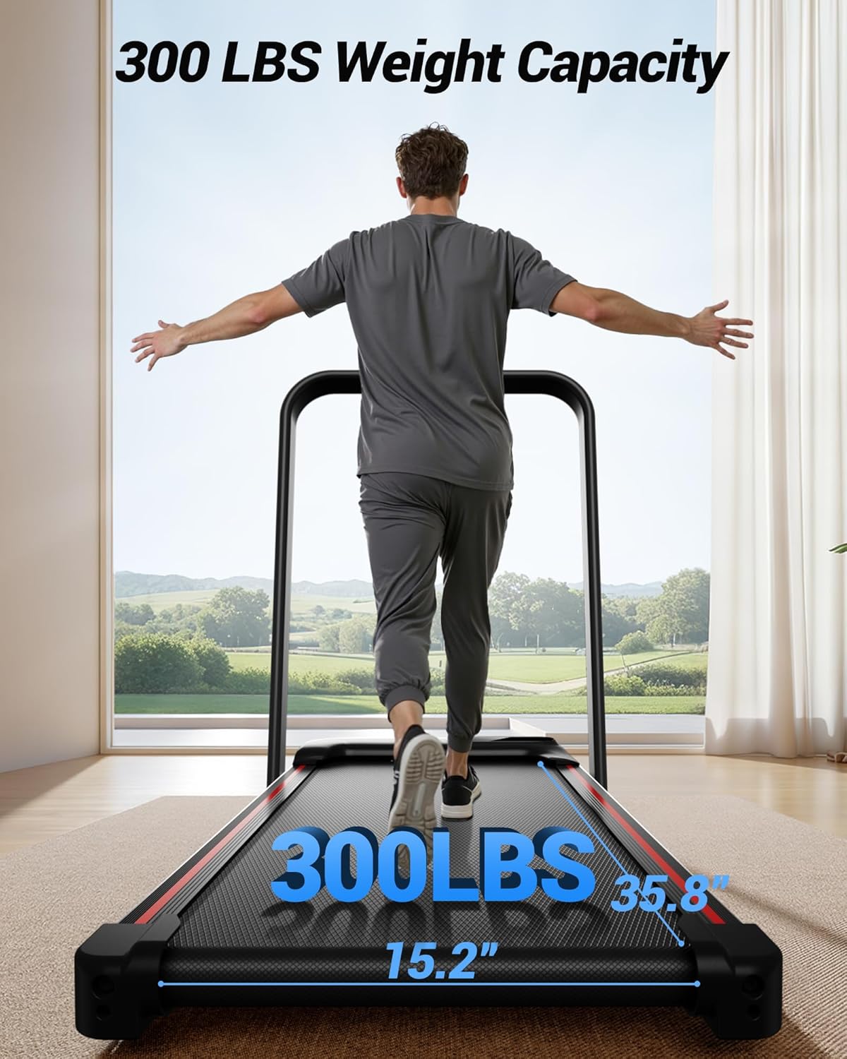 Walking Pad Treadmill with Handle Bar - 2.5HP Quiet Folding Treadmill for Home Office Under Desk Portable Walking Pad with 12% Incline 300LBS Capacity - Image 7