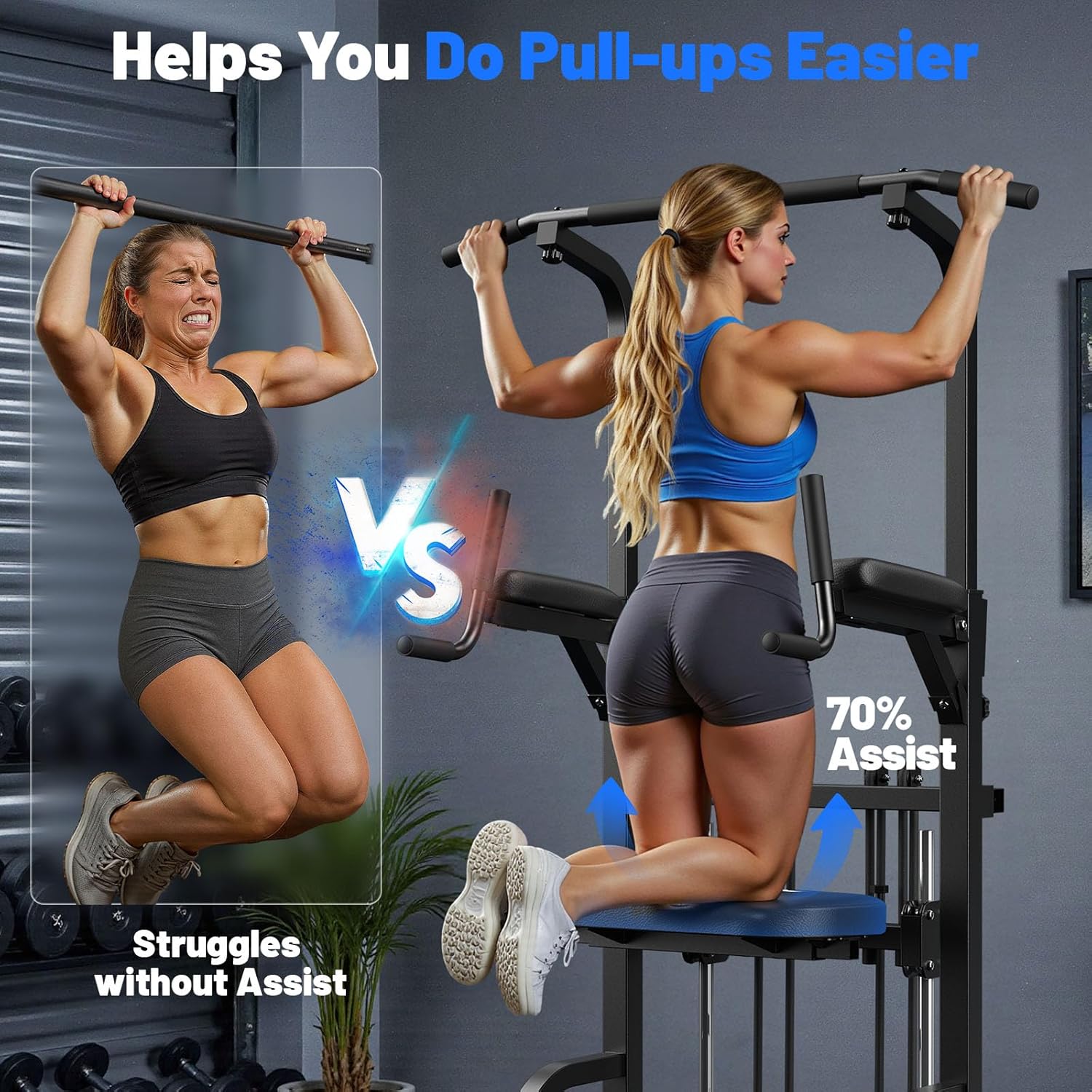 Sportsroyals Power Tower Pull Up Bar Station, 450LBS Stable Pull Up Dip Station for Home Gym Strength Training Equipment - Image 2