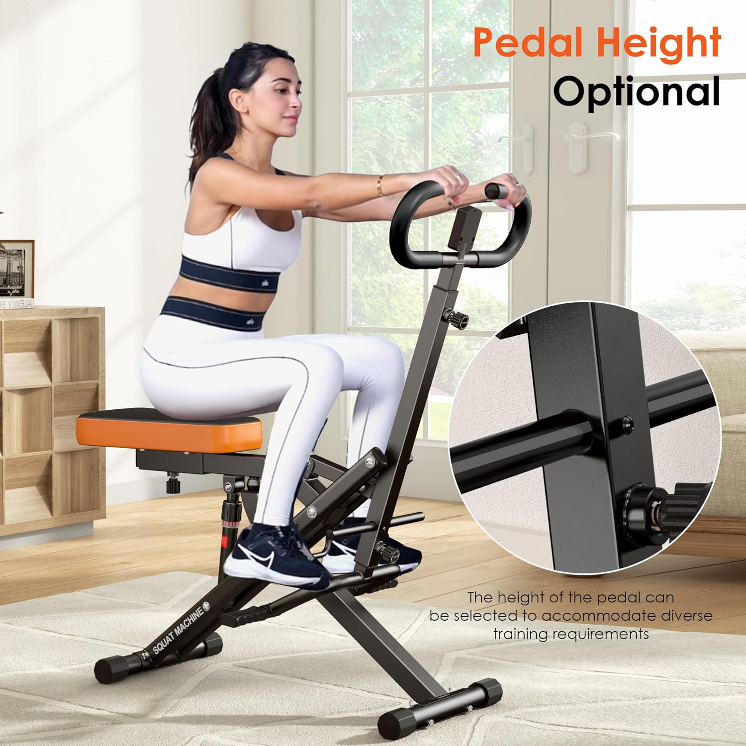 SogesHome Squat Machines Rowing Machine for Home, Foldable & Full Body Exercise Workout Equipment with Adjustable Resistance Bands for Women, Row and Ride Squat Machine for Glutes and Abs, 330 LBS - Image 3