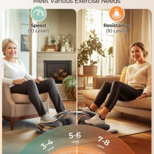 YOSUDA Under Desk Elliptical,Elliptical for Seniors Fully Assembled,Quiet & Portable Electric Seated Pedal Exerciser with 10 Level Resistances & Speeds,Remote Control