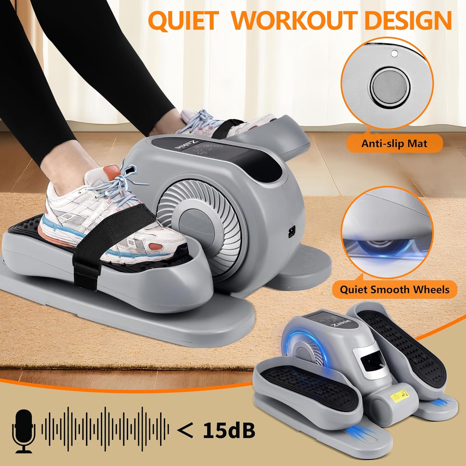 Zakle Under Desk Elliptical Machine, Electric Elliptical Training Machine w/Remote Control, 12 Speed Levels, Quiet Seated Pedal Exerciser for Home Office - Image 5