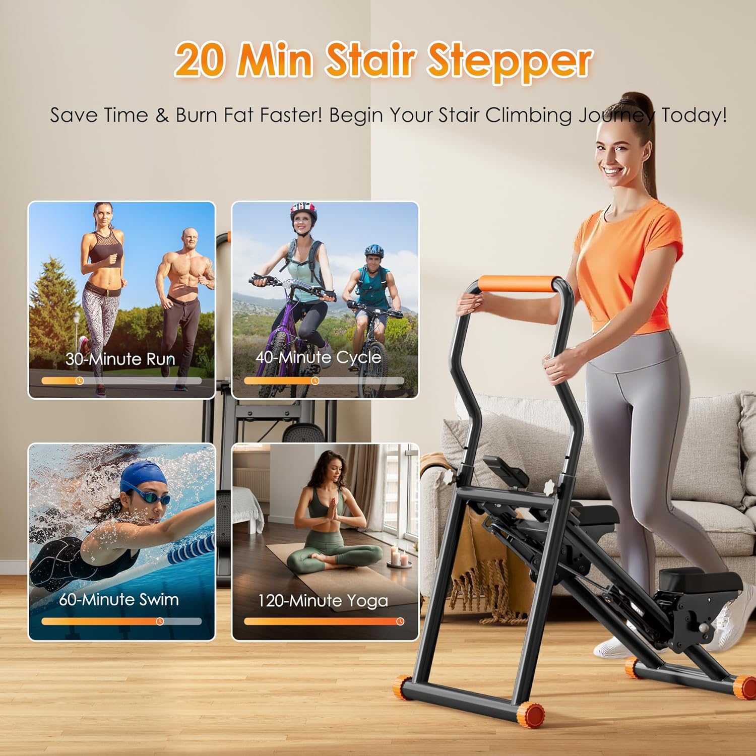 SogesPower Stair Stepper for Home Gym,Folding Vertical Stair Climber with Adjustable Handlebar & Pedals,Cardio Stair Master for Full-Body Workout,Climbing Exercise Machine for Women Men - Image 3