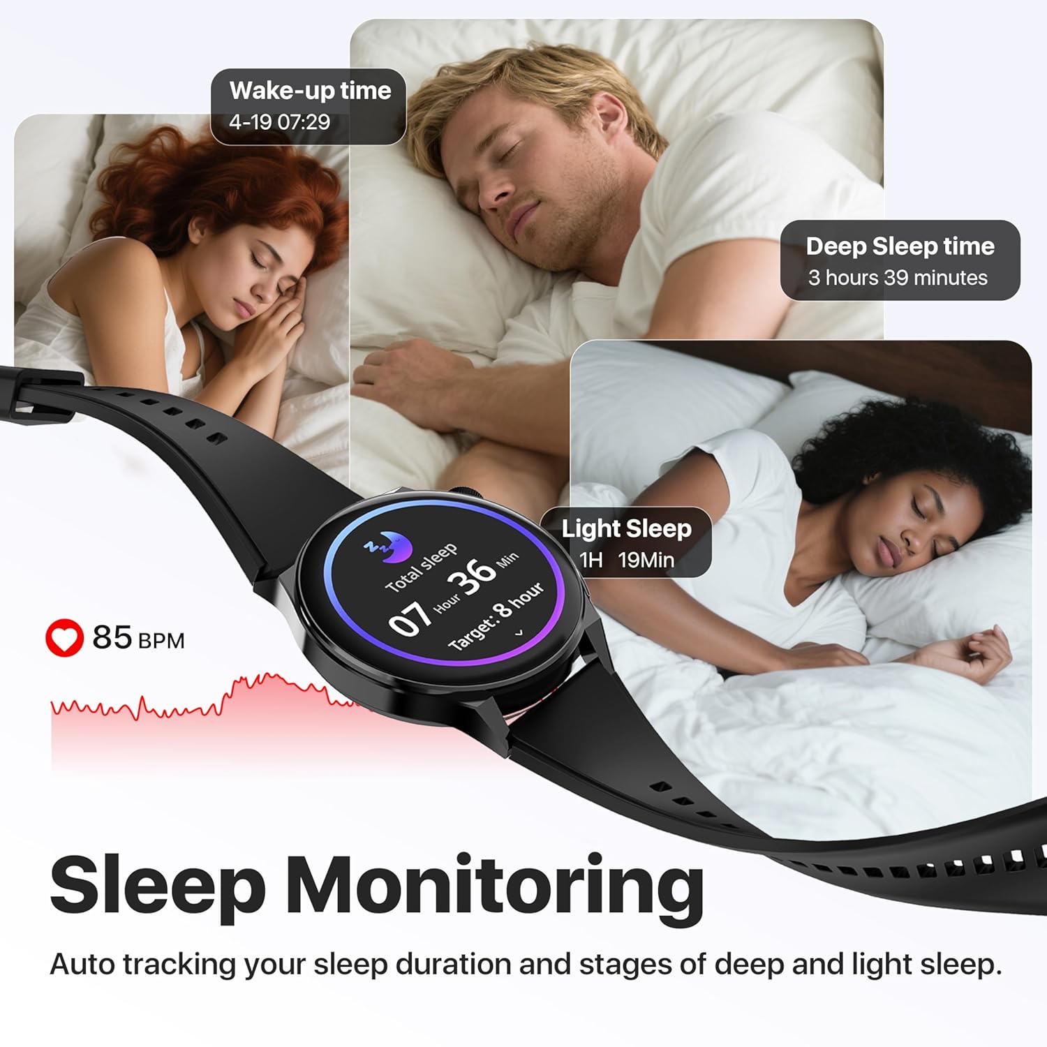 AI Translator Watch,Language Translator Device,Heart Rate & Sleep Monitor, AMOLED Display, Titanium Alloy Waterproof, Multi-Sport Modes,Black - Image 6