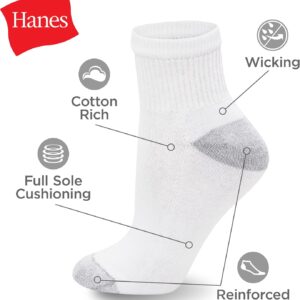Hanes Women’s Ankle, Moisture-Wicking Socks for Women, Cushioned Athletic Ankle Socks, 10-Pack