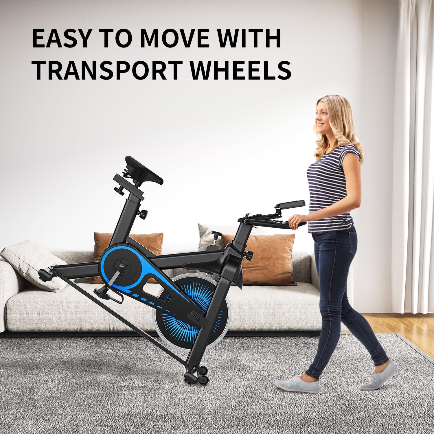Exercise Bike,Adjustable Resistance Indoor Cycling Bike for Home Exercise - Stationary Bike with Smartphone Holder, LCD Display & Heart Rate Monitor - Image 6
