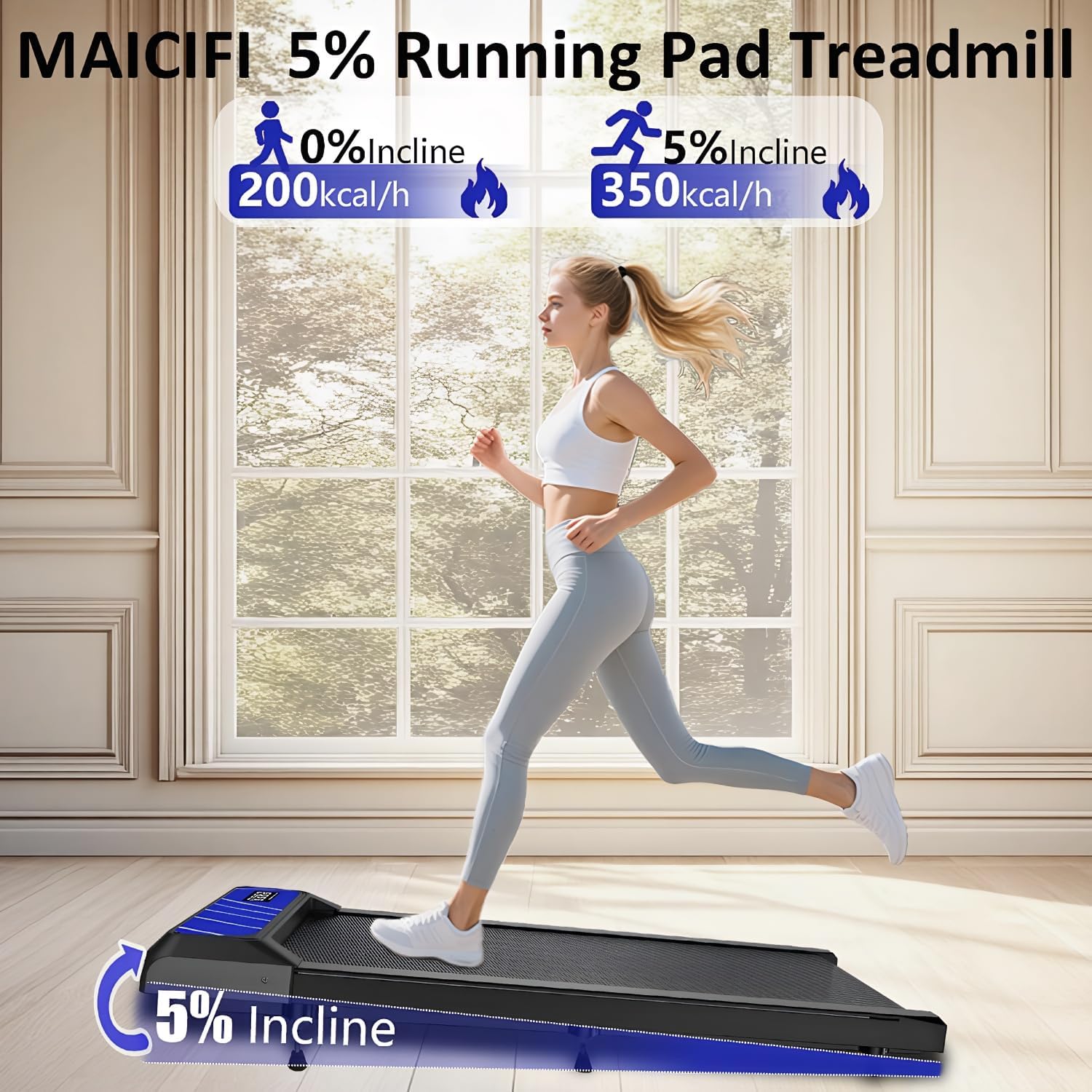 Walking Treadmill Pad, Under Desk Treadmills with Incline for Home Office,2.5 HP Portable Walking Machine with 265 LBS, Remote Control, LED Display - Image 2