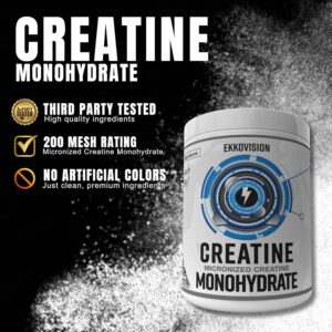 Ekkovision Creatine Monohydrate Powder, Micronized, Pre Workout & Post Workout Supplement for Men & Women – White Lightning, 1.06 Pound (Pack of 1)