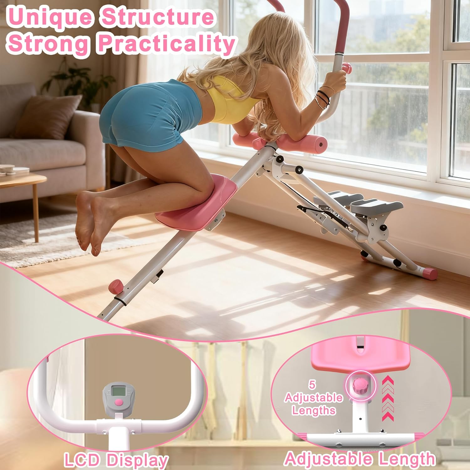 2-in-1 Stair Stepper and Ab Trainer Machine, Multi-Function Full Body Exercise Equipment for Home Gym - Image 9