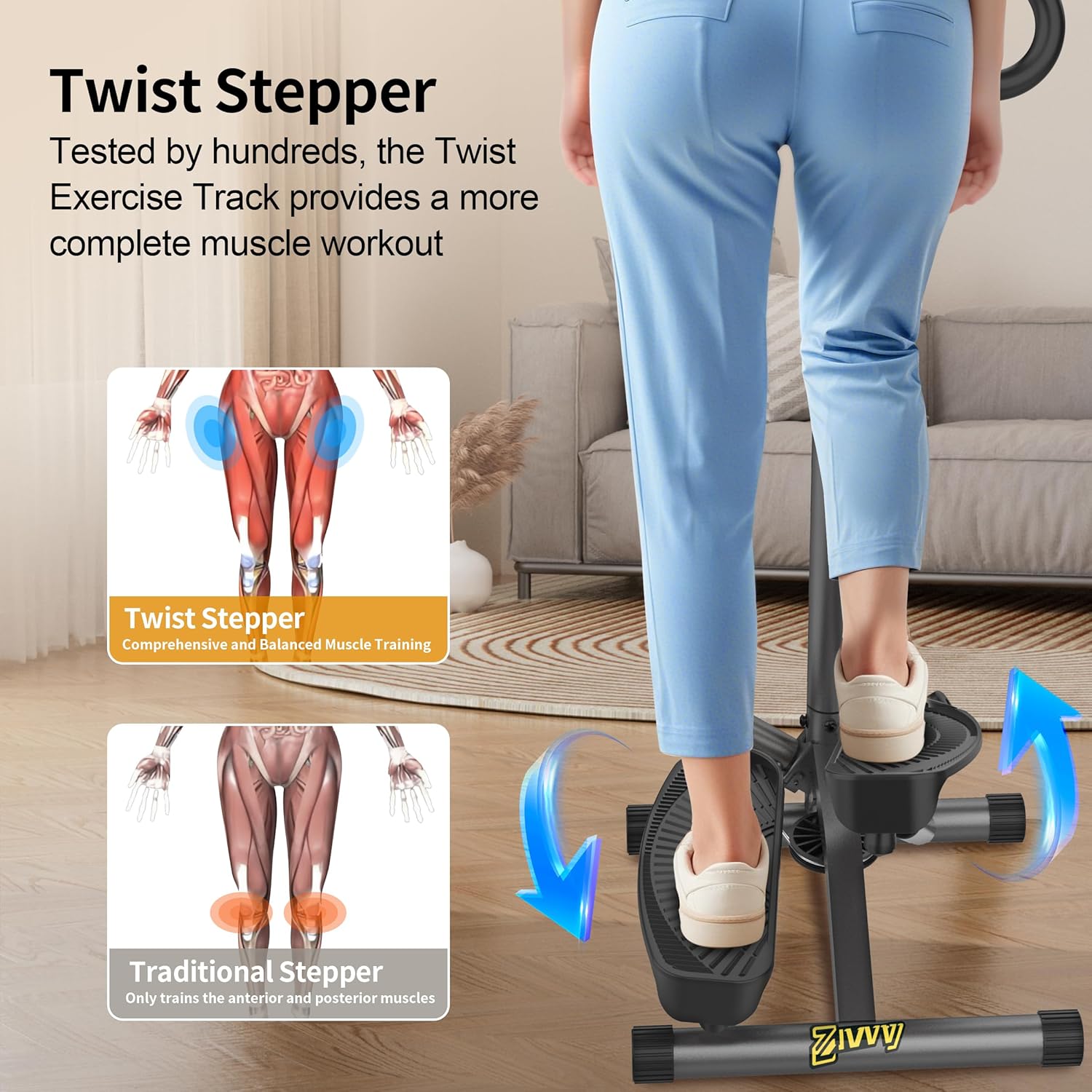 Stepper Machine with Resistance Bands, Mini Stepper with 300LBS Weight Capacity, Twist Stepper for Full Body Workout, Adjustable Step Height, Smooth and Quiet, Step Machine for Men Women - Image 3