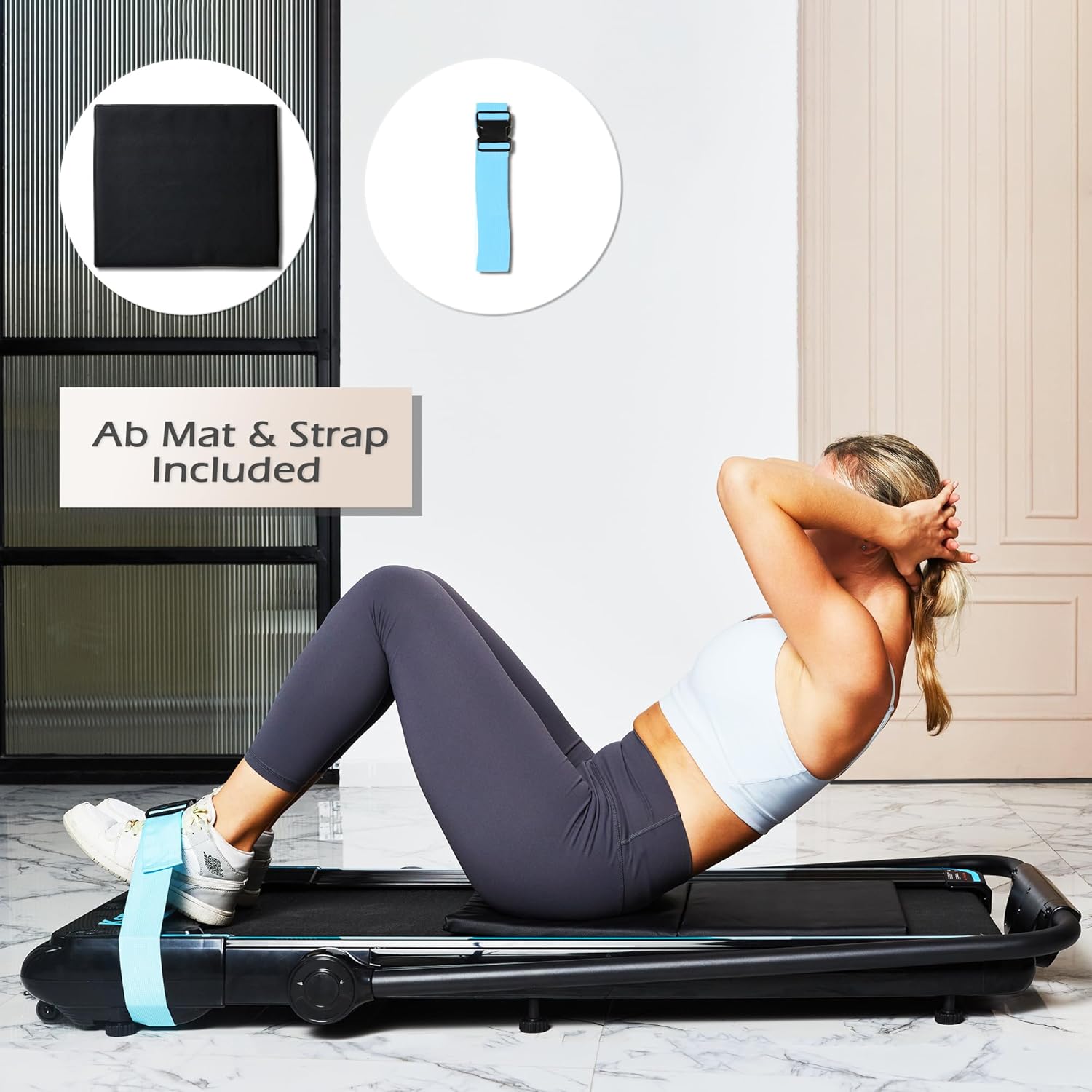 Ksports Walking Pad & Folding Treadmill – 2.5HP, Sit-Ups Mat, Bluetooth App, Portable Wheels | Incline, Desk, Dual Displays, 308 lbs & 265lbs Capacity - Image 6